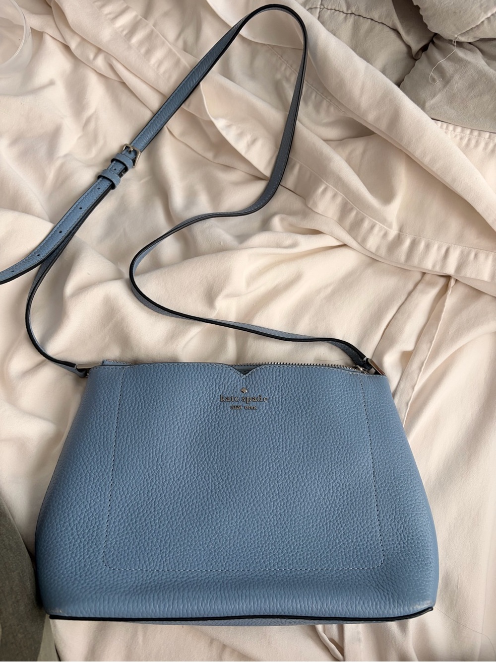 kate spade light blue pebbled leather crossbody